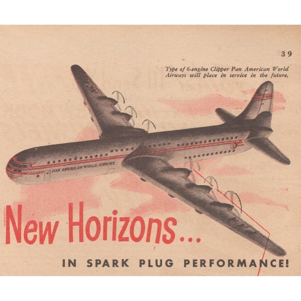Vintage 1946 Champion Spark Plugs Post War Airplane Car Toledo OH Print Ad 1946